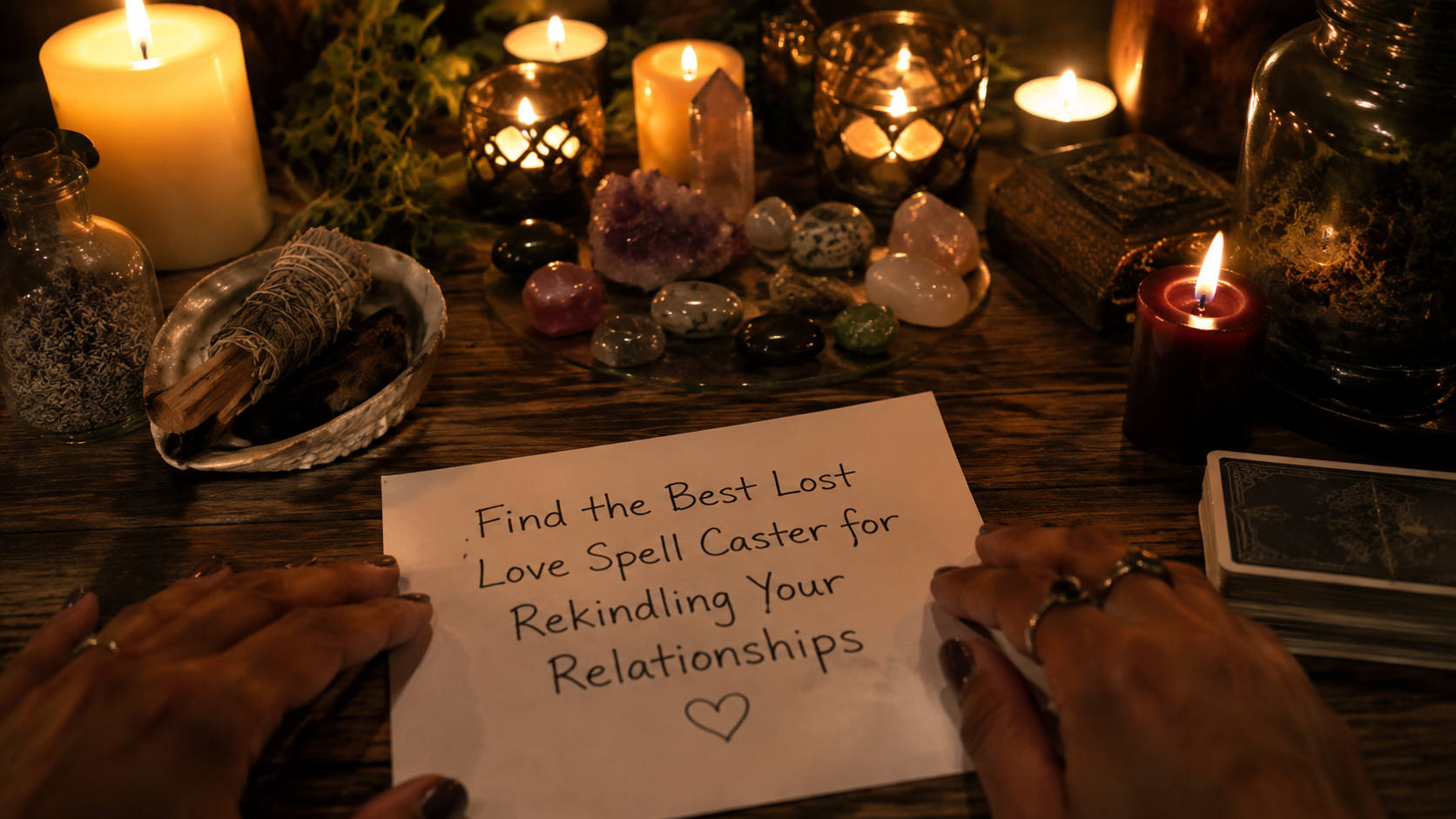 A spiritual healer casting a lost love spell to rekindle relationships and restore emotional connection between former partners