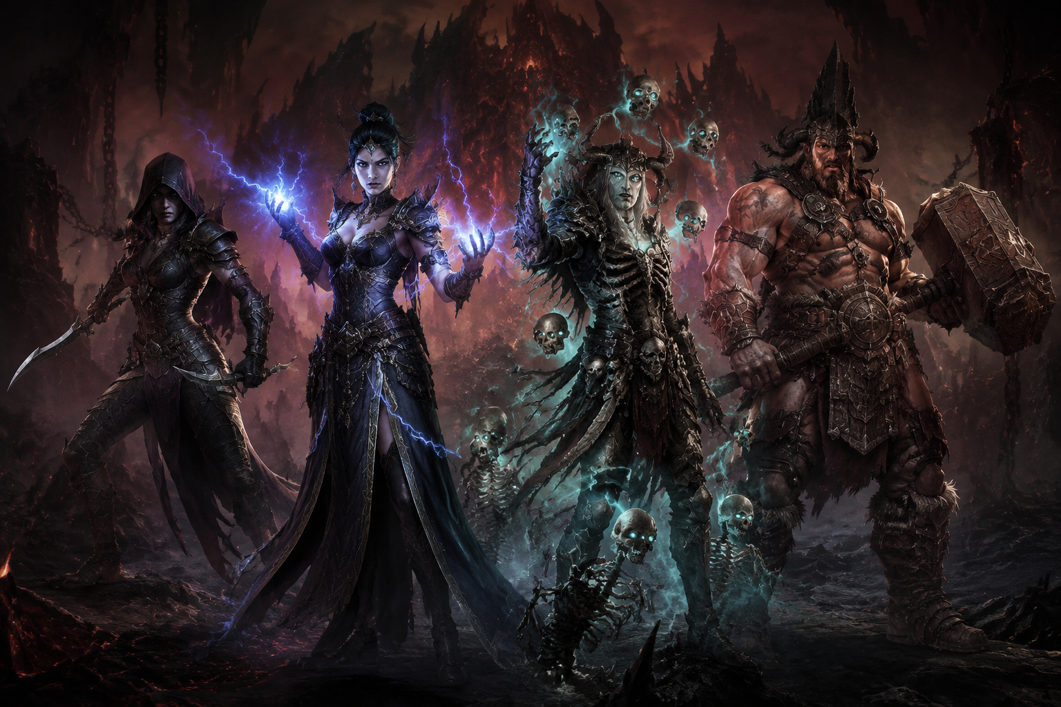 Héros Diablo 4 Saison 13 - Voleur, Sorcière, Nécromancien, Barbare