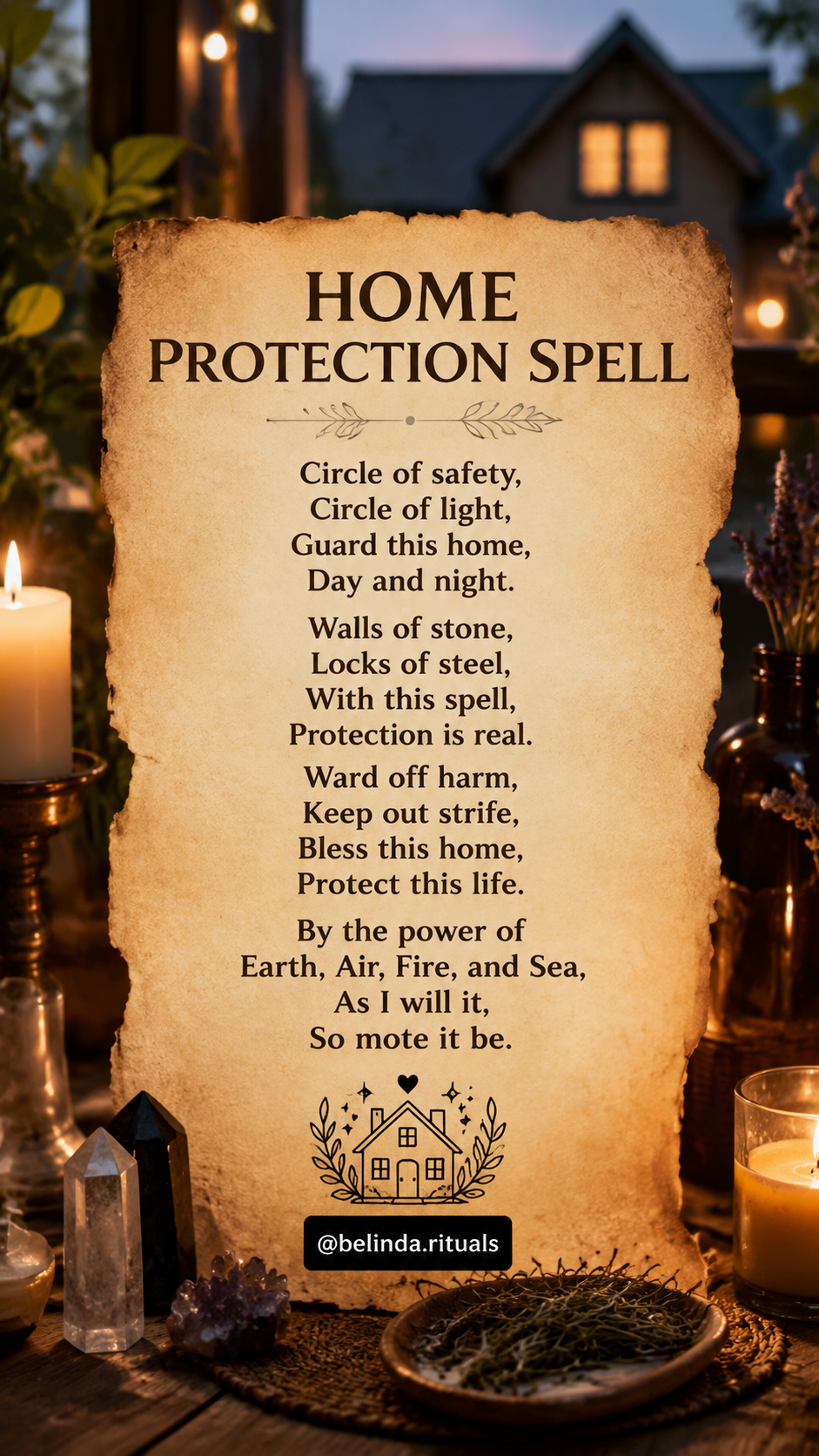 Spiritual home blessing and protection ritual for peace and safety