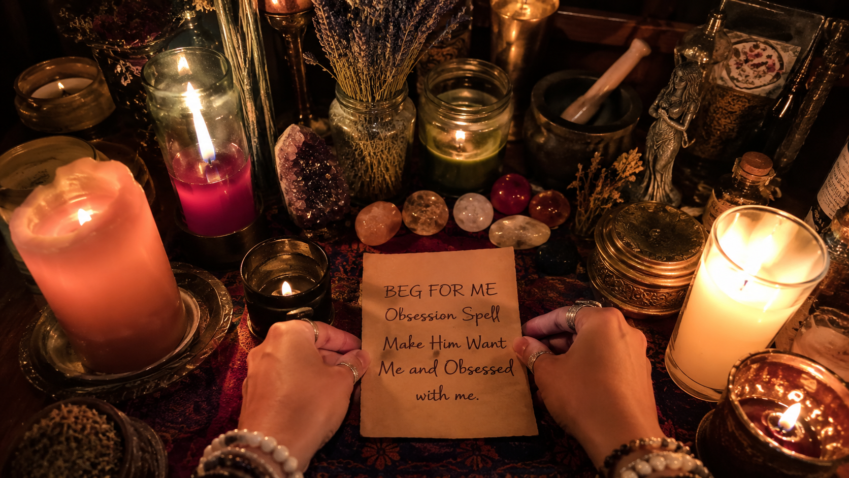 A mystical candle ritual for a BEG FOR ME Obsession Spell to make him want me and stay deeply obsessed with me