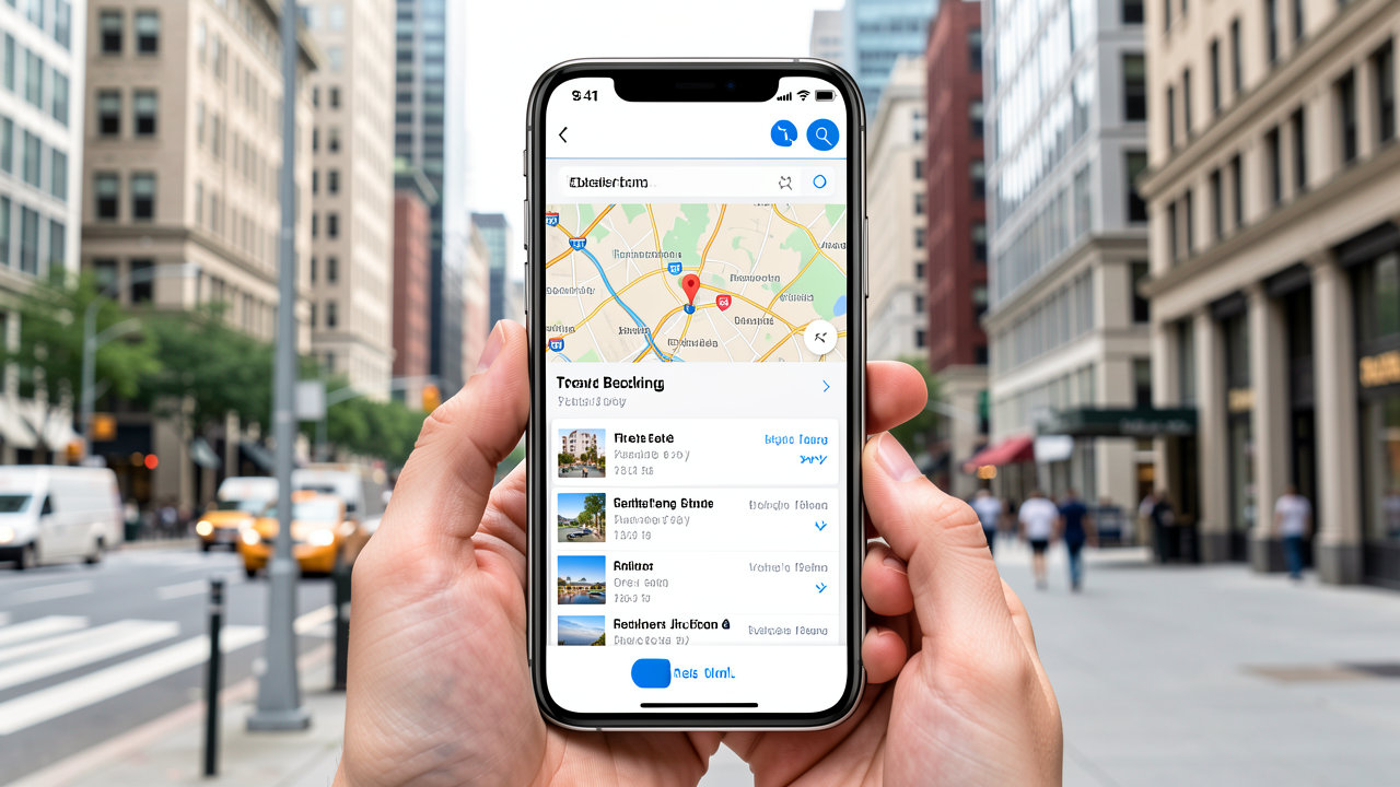 smartphone displaying travel app