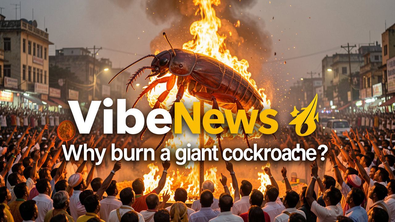 Delhi Dussehra: 30-Foot Cockroach Effigy Torched With Ravana