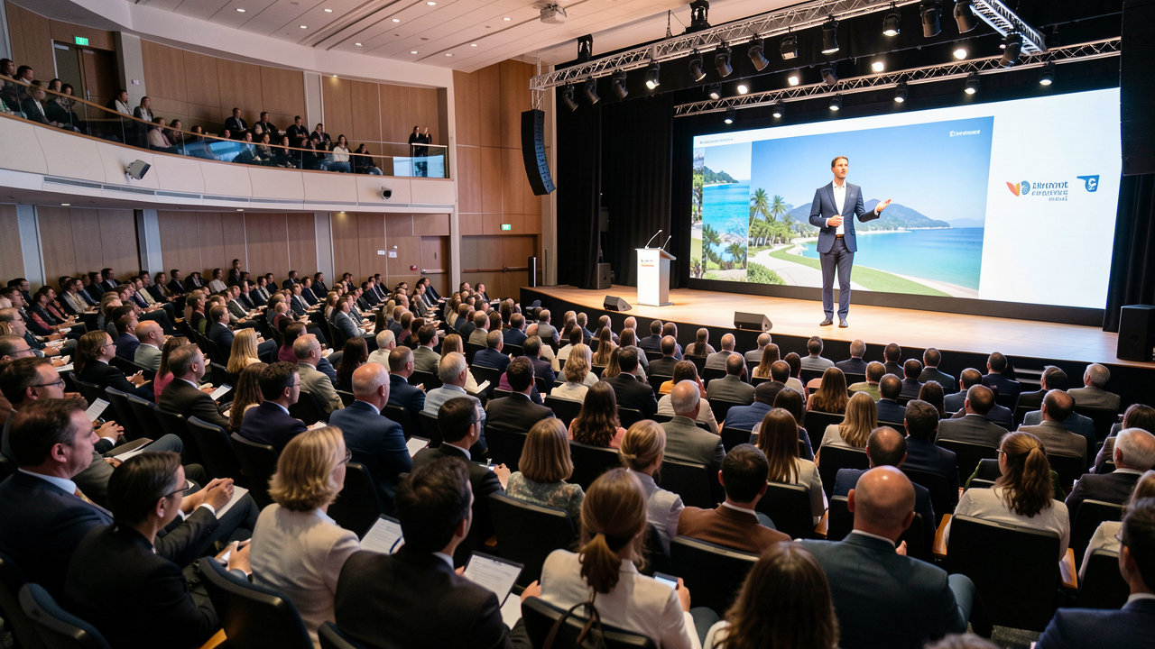 Skift Tourism Summit stage and audience