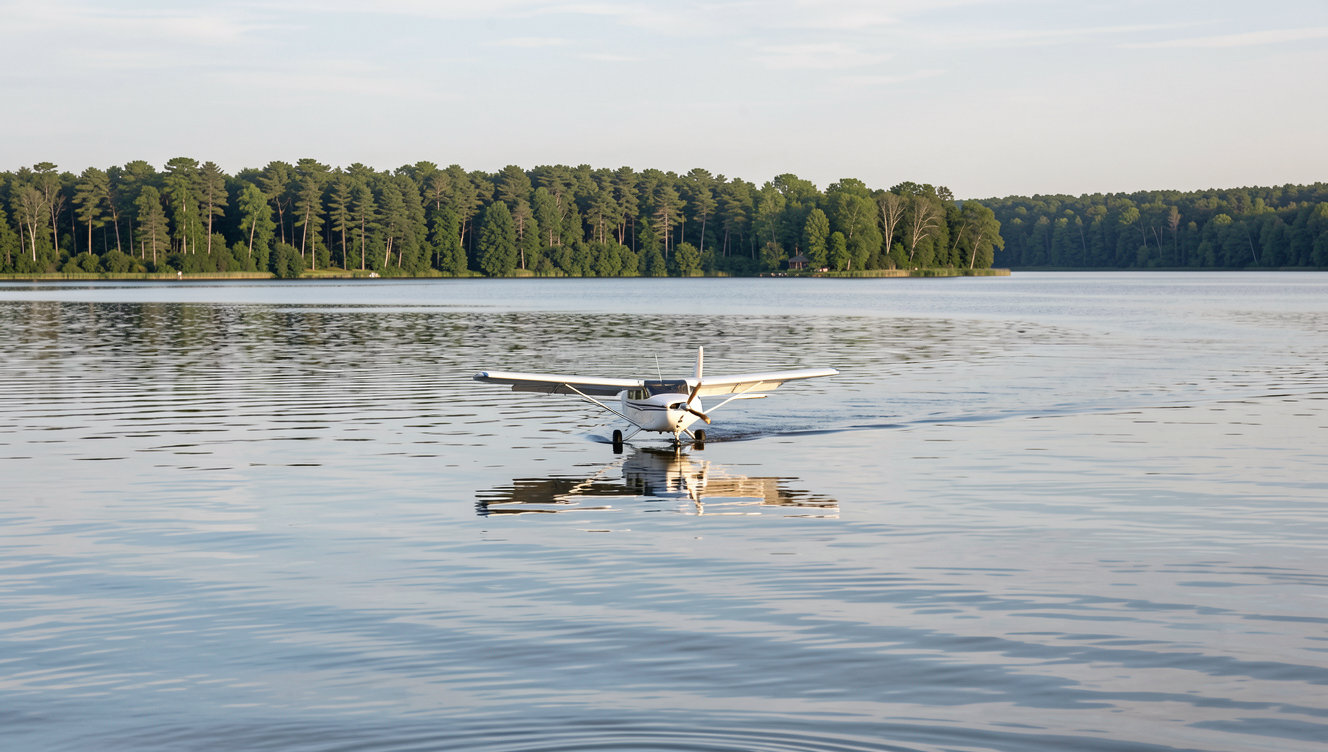small airplane emergency landing lake