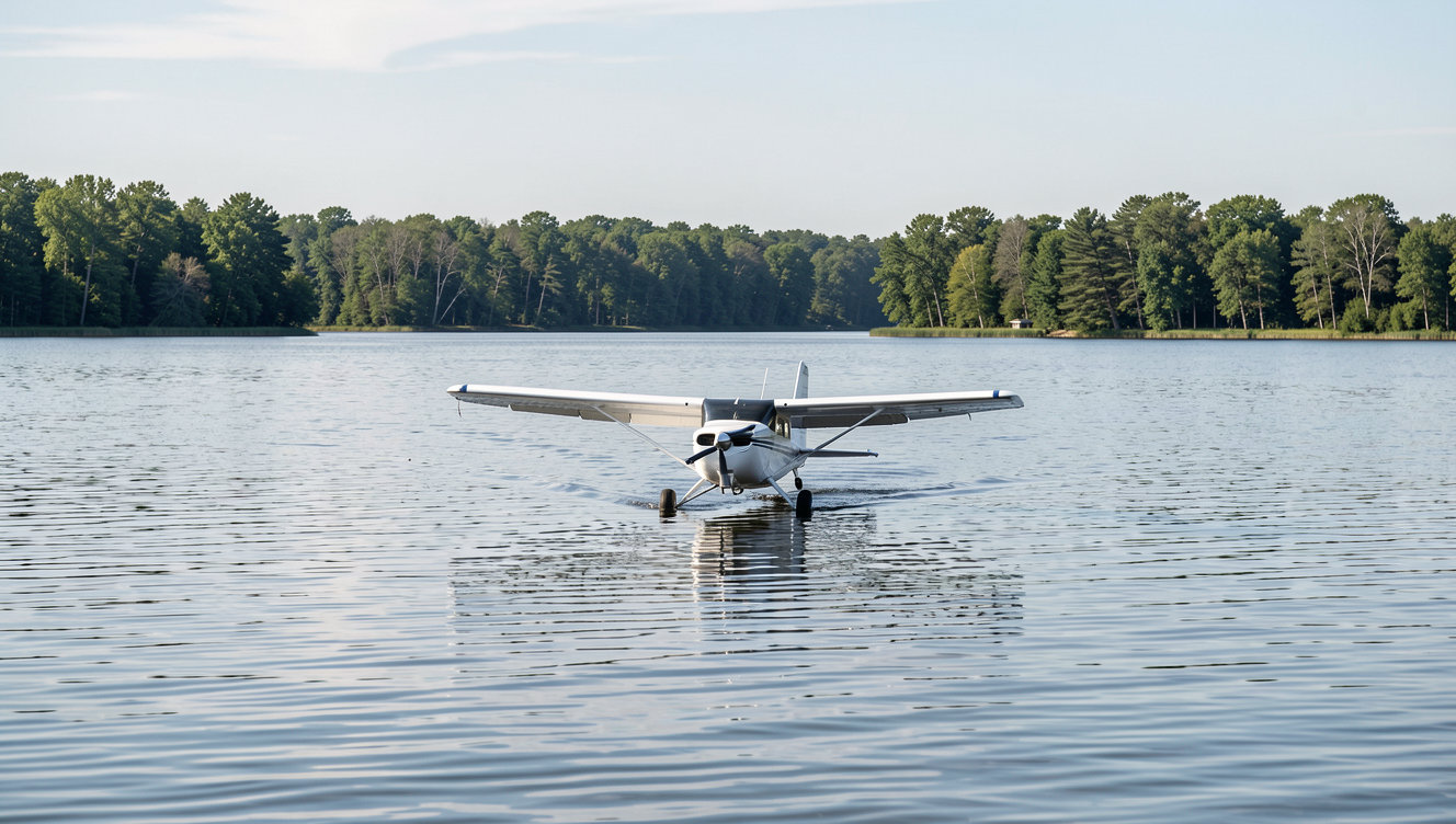 small airplane emergency landing lake