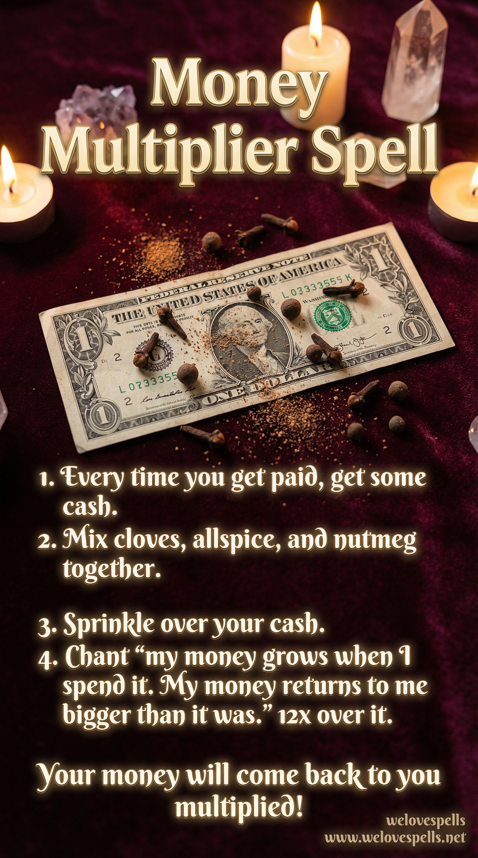 Performing Hoodoo Money Multiplier Spell Ritual with Herbs and Candle
