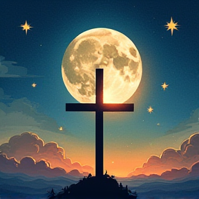 Cross, moon and star