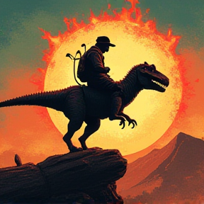 COWS ON FIRE( TIME TRAVELING WITHA T-REX) 