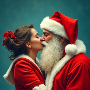 santa kissing mom