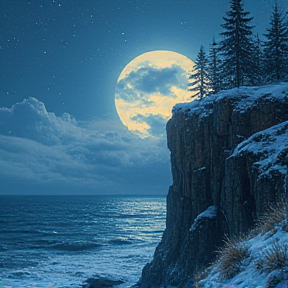 Night on the Winter Cliffs