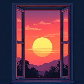 Sunset through a window