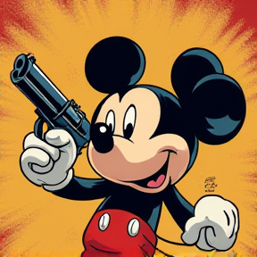 Mickey mouse has a gun!