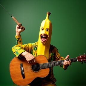 Marius sitter med bananaer