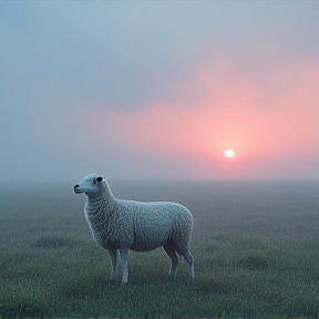 Sheep in the Mist