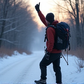 Hitchhiking in the snow