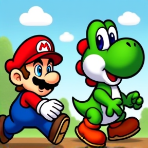 Yoshi pushes mario