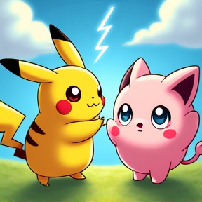 pikachu and Jigglypuff