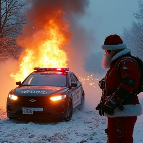 Weihnachten nur das ein Polizei Auto brennt