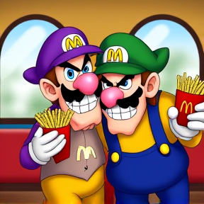 Waluigi and wario they go to McDonald'