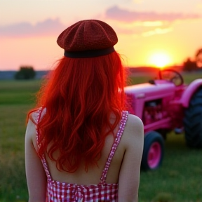 The red haired woman down the street likes my sexy pink tractor 