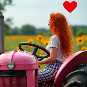 The red haired woman down the street likes my sexy pink tractor 