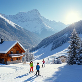 Skifahren im Sonnenschein