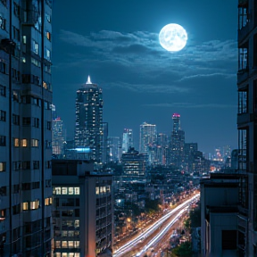 Full moon in the nights of Tokyo