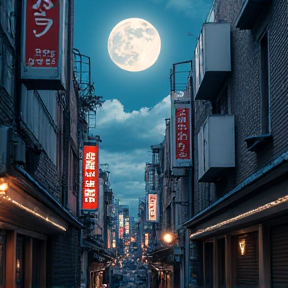 Full moon in the nights of Tokyo