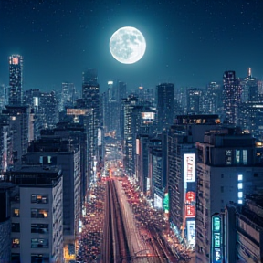 Full moon in the nights of Tokyo