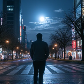 Full moon in the nights of Tokyo