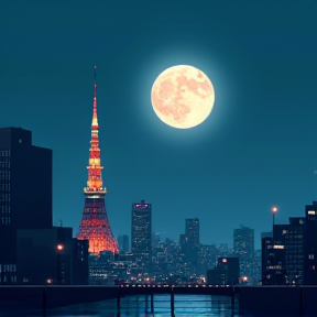 Full moon in the nights of Tokyo