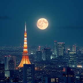 Full moon in the nights of Tokyo