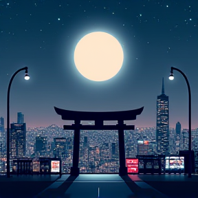 Full moon in the nights of Tokyo