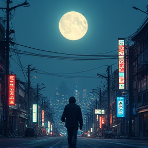 Full moon in the nights of Tokyo