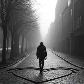 Je marche seul, l'ombre au tableau, le cœur en labyrinthe,