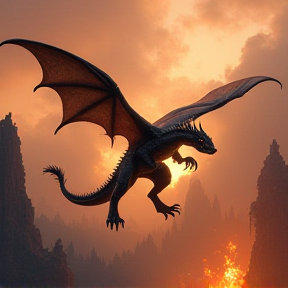 Flying Dragons Breathing Fire