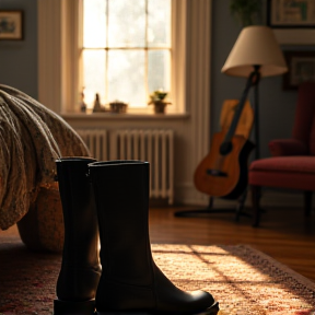 Boots on my bedroom floor 