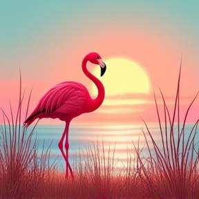 Flamingo in the grass