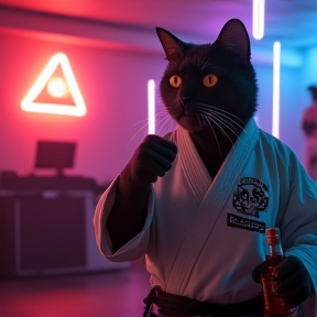 Katten som fick i sig whisky och började karate dansa big bass