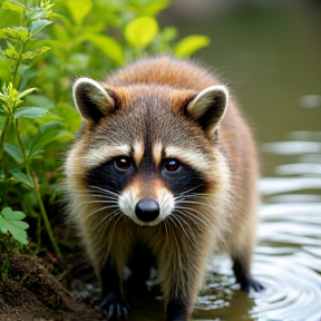 Der Waschbär im Teich