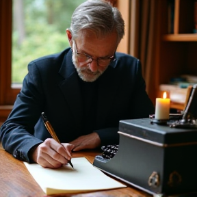 man writes a letter