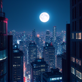 Full moon in the nights of Tokyo