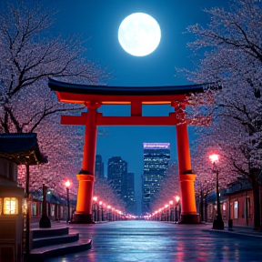 Full moon in the nights of Tokyo