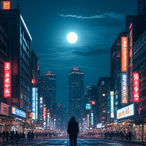 Full moon in the nights of Tokyo