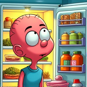 Dagwood regarde dans le frigo,