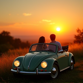 Besos en un coche en una noche de verano