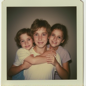 Faded Polaroid (family of three)