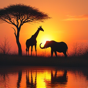 giraffe and elephant 