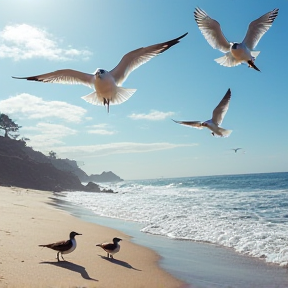 Kleine Vögel am Strand