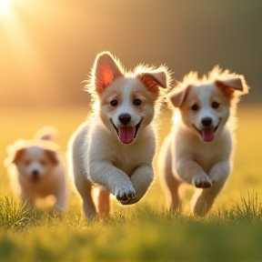 Puppies in the wind